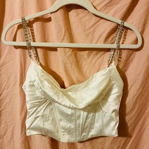 💛 Cream Crop Top with Jeweled Straps NWT